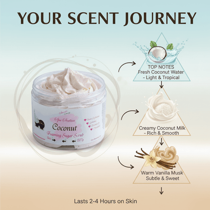 Coconut Foaming Sugar Scrub 🥥 | 4 - in - 1 Body Scrub & Wash - Scents By Shaizy