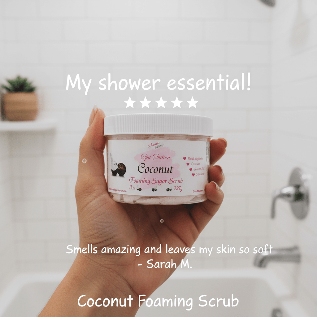 Coconut Foaming Sugar Scrub 🥥 | 4 - in - 1 Body Scrub & Wash - Scents By Shaizy