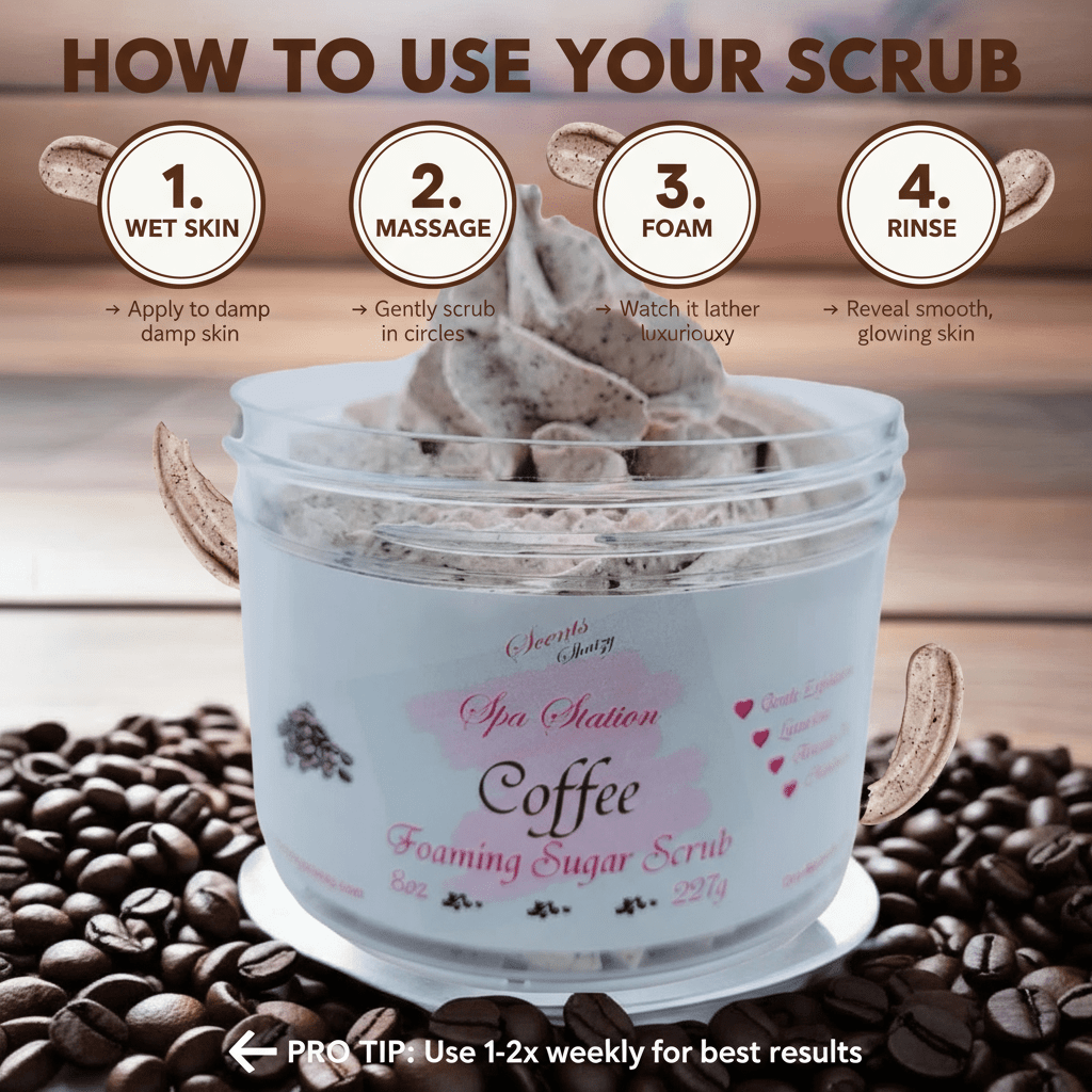 Coffee Foaming Sugar Scrub ☕ | 4 - in - 1 Body Scrub & Wash - Scents By Shaizy