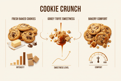 Cookie Crunch scent profile - fresh-baked cookie gooey toffee fragrance notes - luxury artisan bakery wax melts Canada