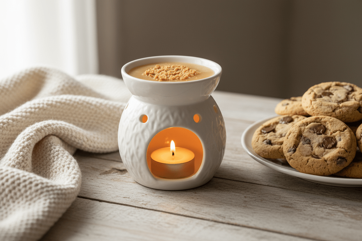 Cookie Crunch wax melt in home - warm buttery cookie fragrance - premium Canadian bakery wax melts Ontario