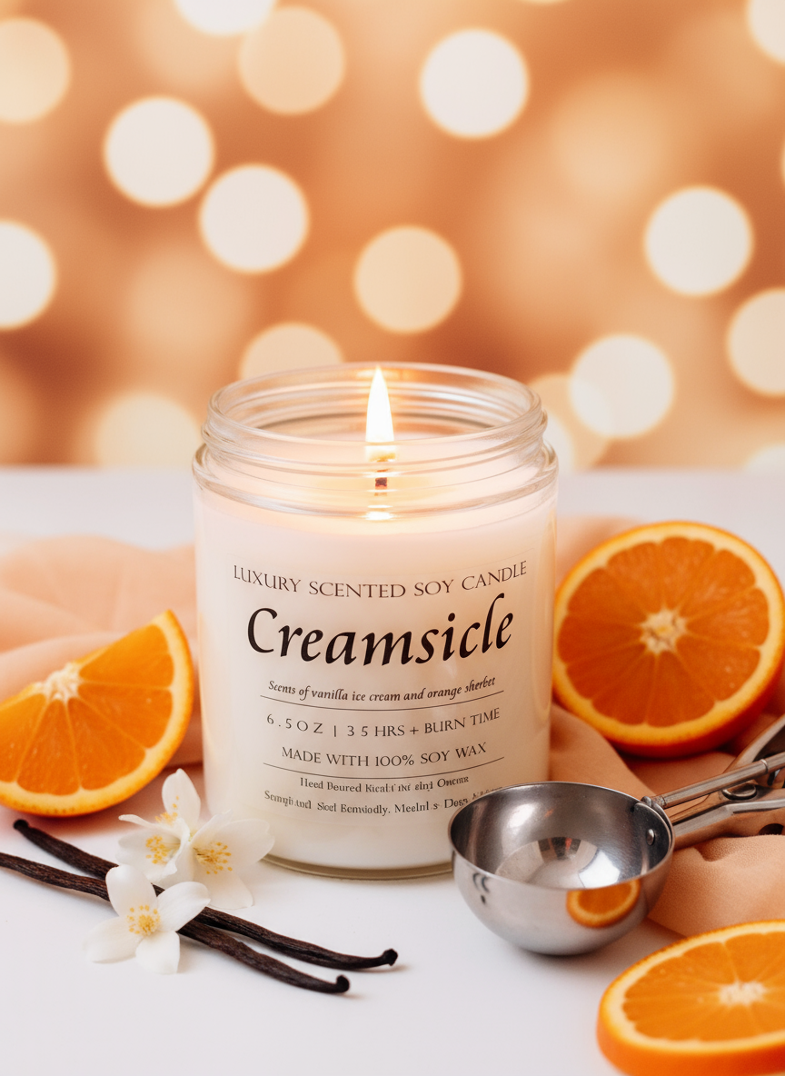Creamsicle Soy Candle - Nostalgic Summer Lifestyle Image