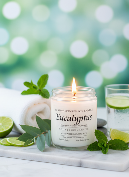 Eucalyptus Soy Candle - Spa Wellness Lifestyle Image