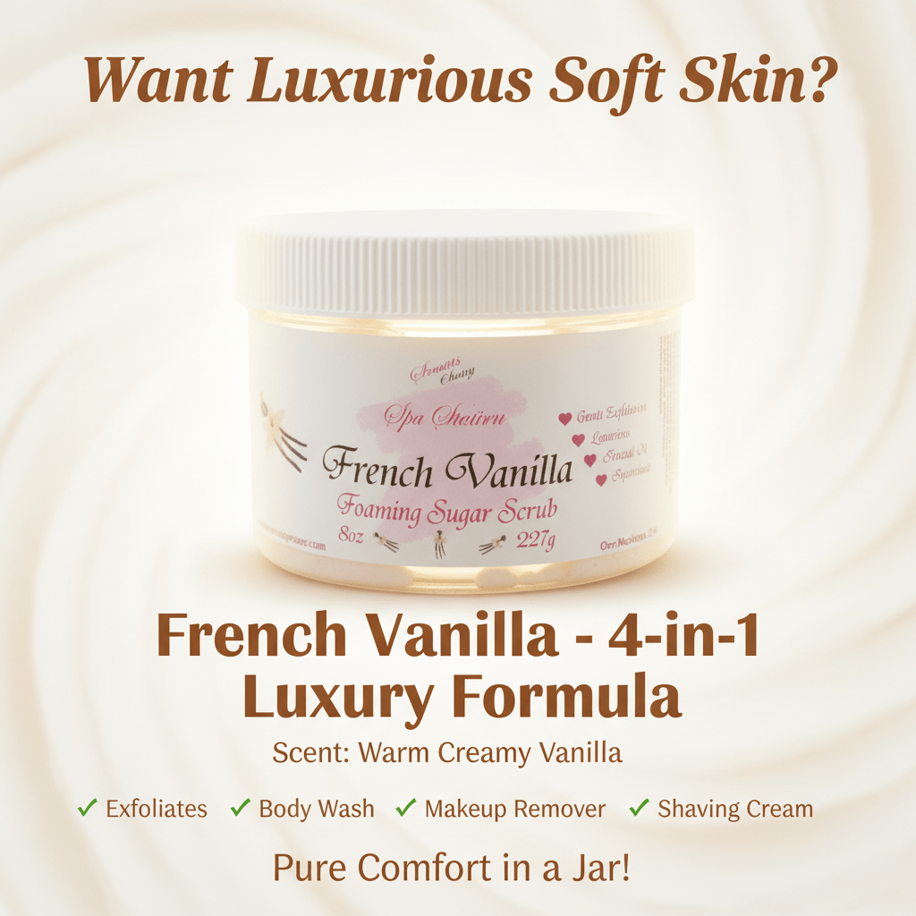 French Vanilla Foaming Sugar Scrub 🍦 | 4 - in - 1 Body Scrub & Wash - Scents By Shaizy