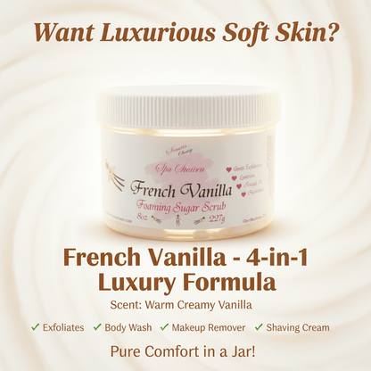 French Vanilla Foaming Sugar Scrub 🍦 | 4 - in - 1 Body Scrub & Wash - Scents By Shaizy