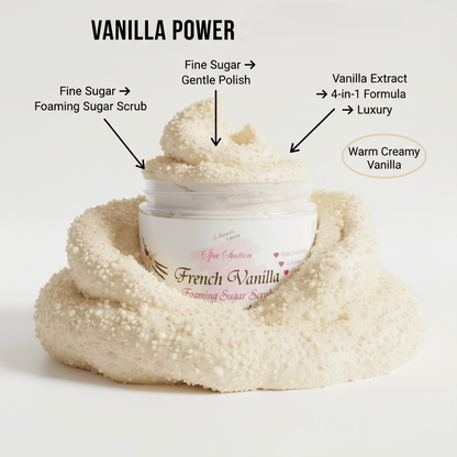 French Vanilla Foaming Sugar Scrub 🍦 | 4 - in - 1 Body Scrub & Wash - Scents By Shaizy