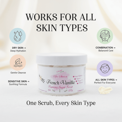 French Vanilla Foaming Sugar Scrub 🍦 | 4 - in - 1 Body Scrub & Wash - Scents By Shaizy