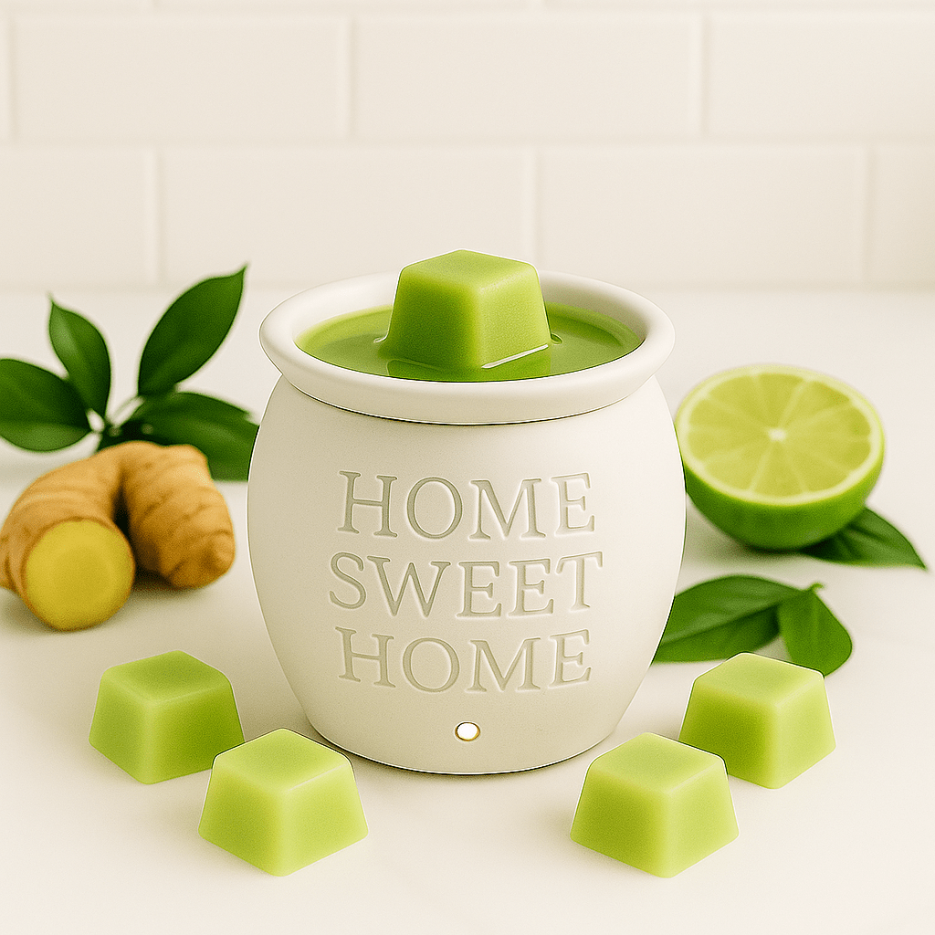 Premium Ginger and Lime wax melt - zesty lime fiery ginger citrus scent - strongest scent throw handcrafted Canadian soy blend wax melts Ontario