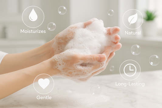 Hands with Lather and Benefit Icons