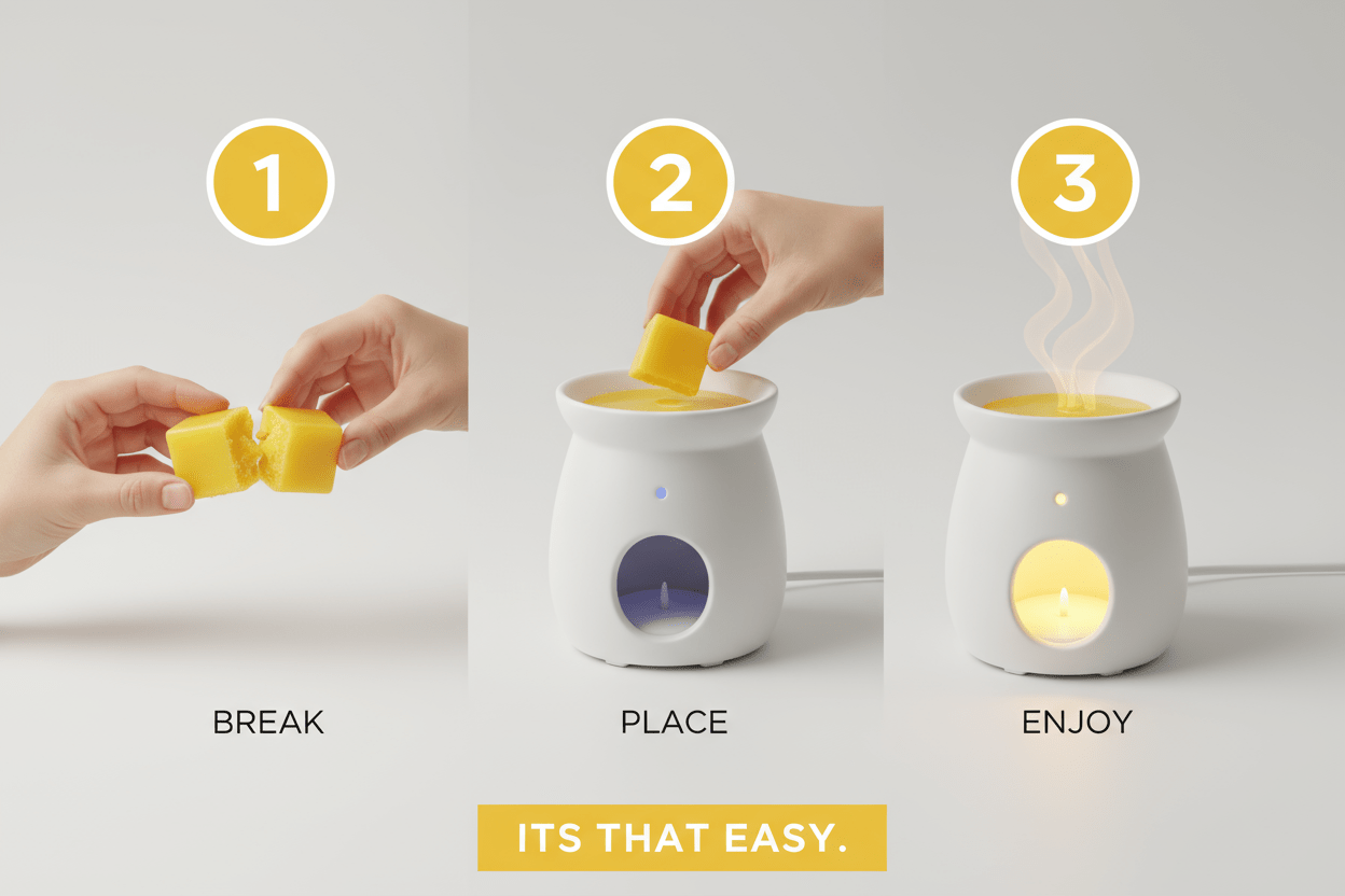 How to use Citrus and Sage wax melts - warmer instructions tips - premium Canadian soy blend wax melts guide