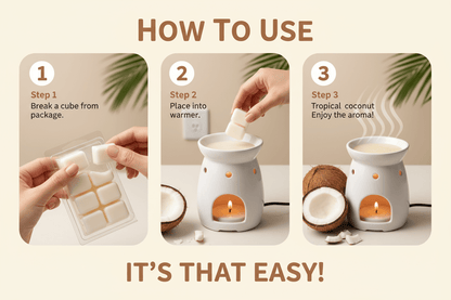 How to use Crazy Coconut wax melts - warmer instructions tips - premium Canadian soy blend wax melts guide
