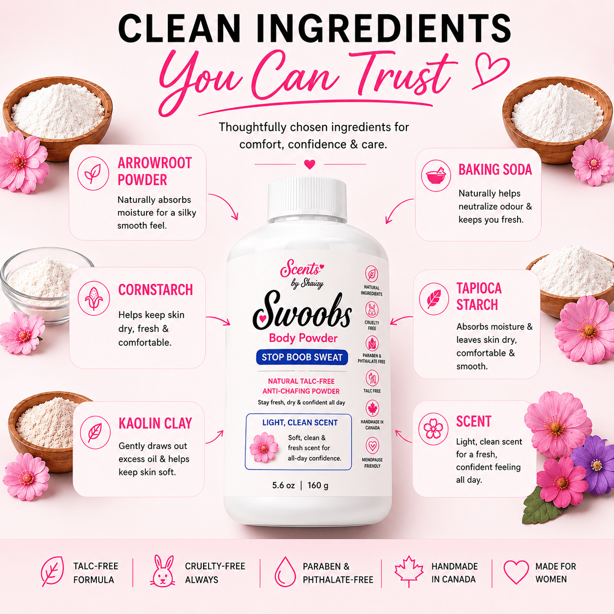 Swoobs Body Powder - Natural Talc - Free Anti - Chafing Powder - Scents By Shaizy