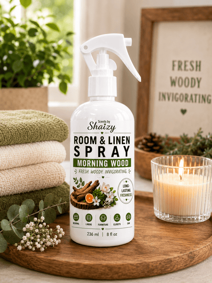 Morning Wood Room & Linen Spray – Sandalwood & Vanilla - Scents By Shaizy