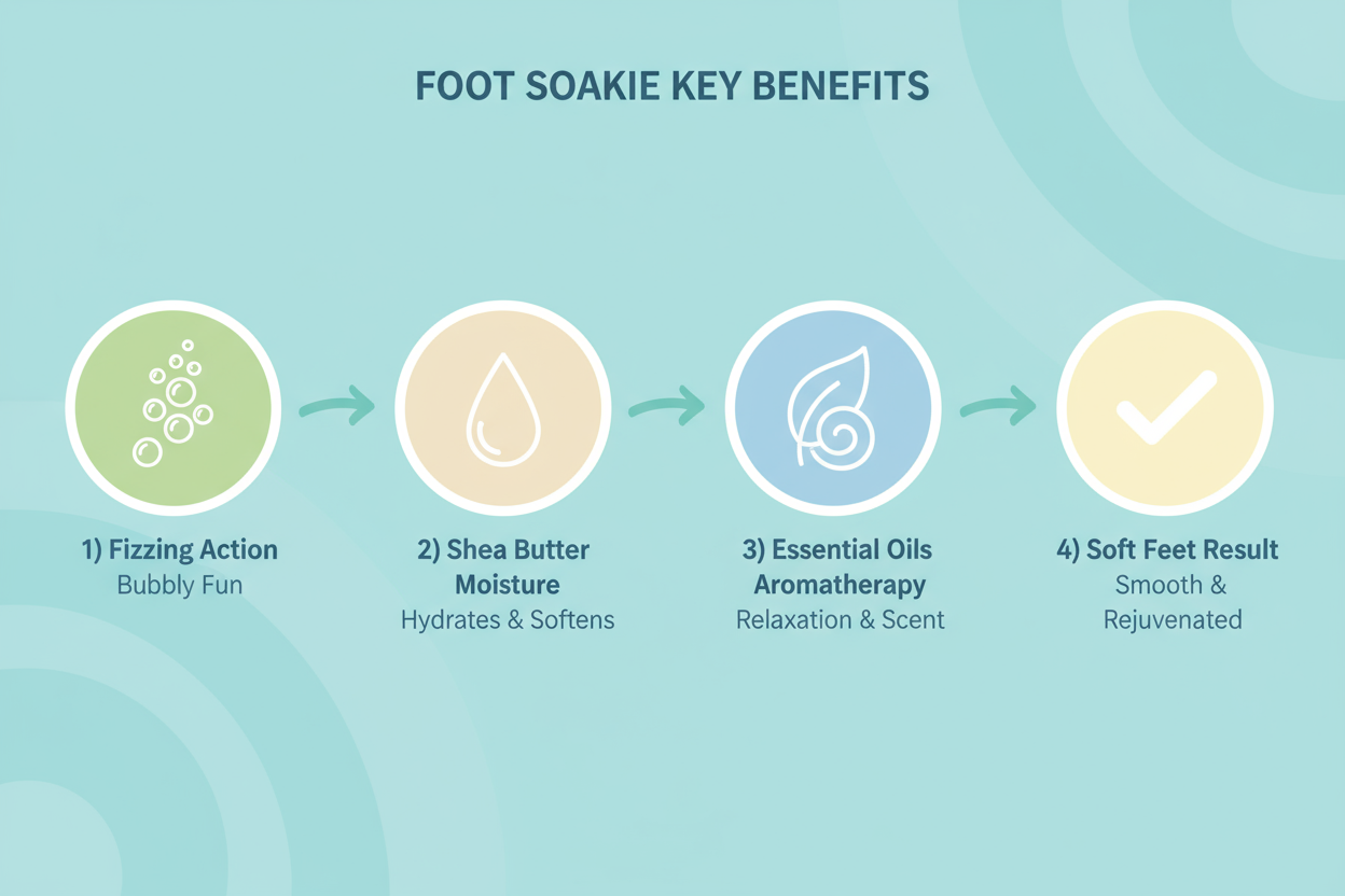 Key benefits with icons and arrows