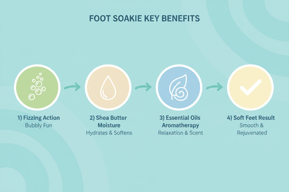Key benefits with icons and arrows