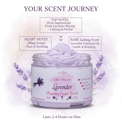 Lavender Foaming Sugar Scrub 💜 | 4 - in - 1 Body Scrub & Wash - Scents By Shaizy