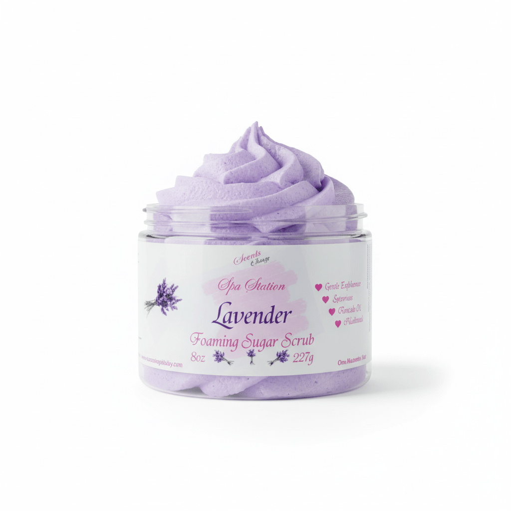 Lavender Foaming Sugar Scrub 💜 | 4 - in - 1 Body Scrub & Wash - Scents By Shaizy