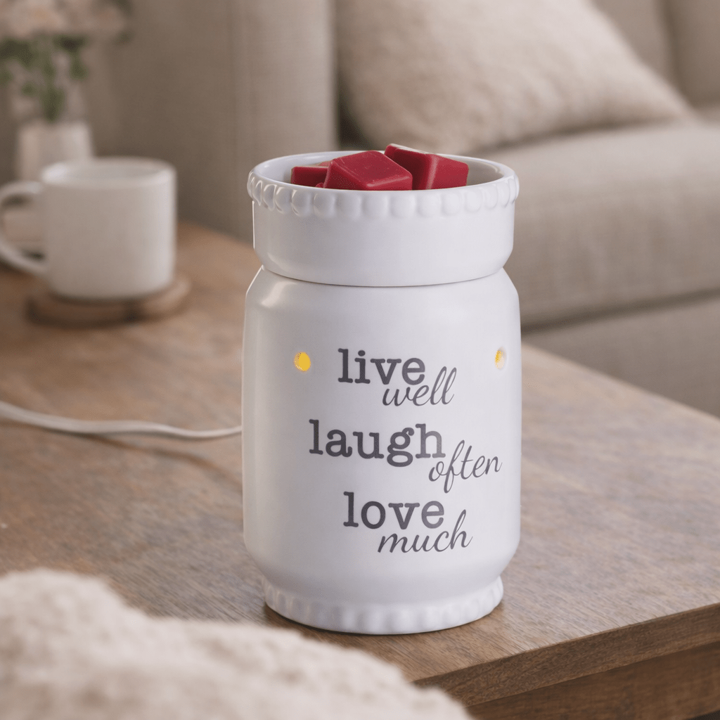 Elegant Live Laugh Love Warmer Glowing with Red Wax Melts