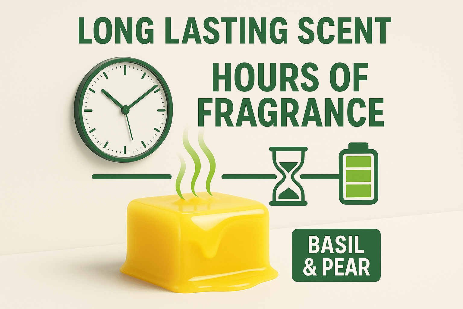 Long-lasting Basil and Pear wax melt - hours of fresh fragrance - premium Canadian soy blend wax melts Ontario