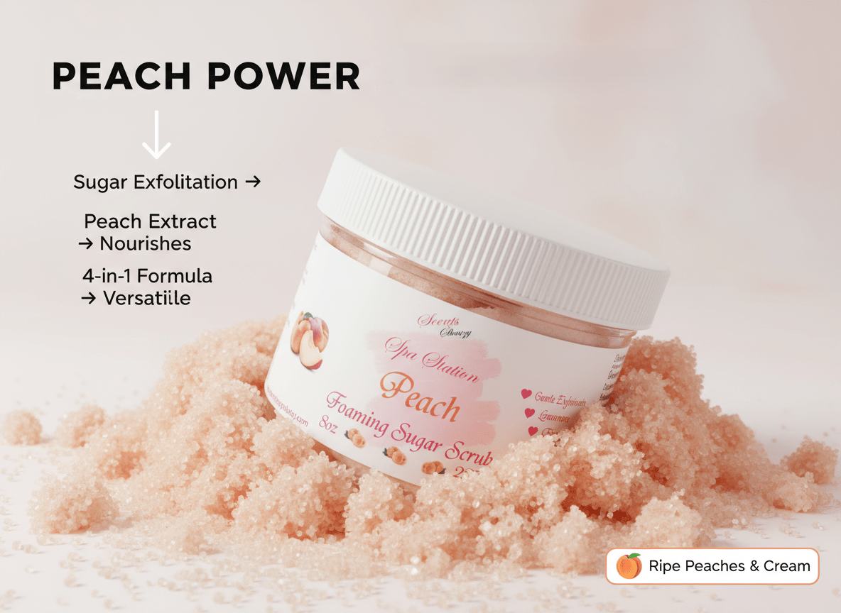 Peach Foaming Sugar Scrub 🍑 | 4 - in - 1 Body Scrub & Wash - Scents By Shaizy