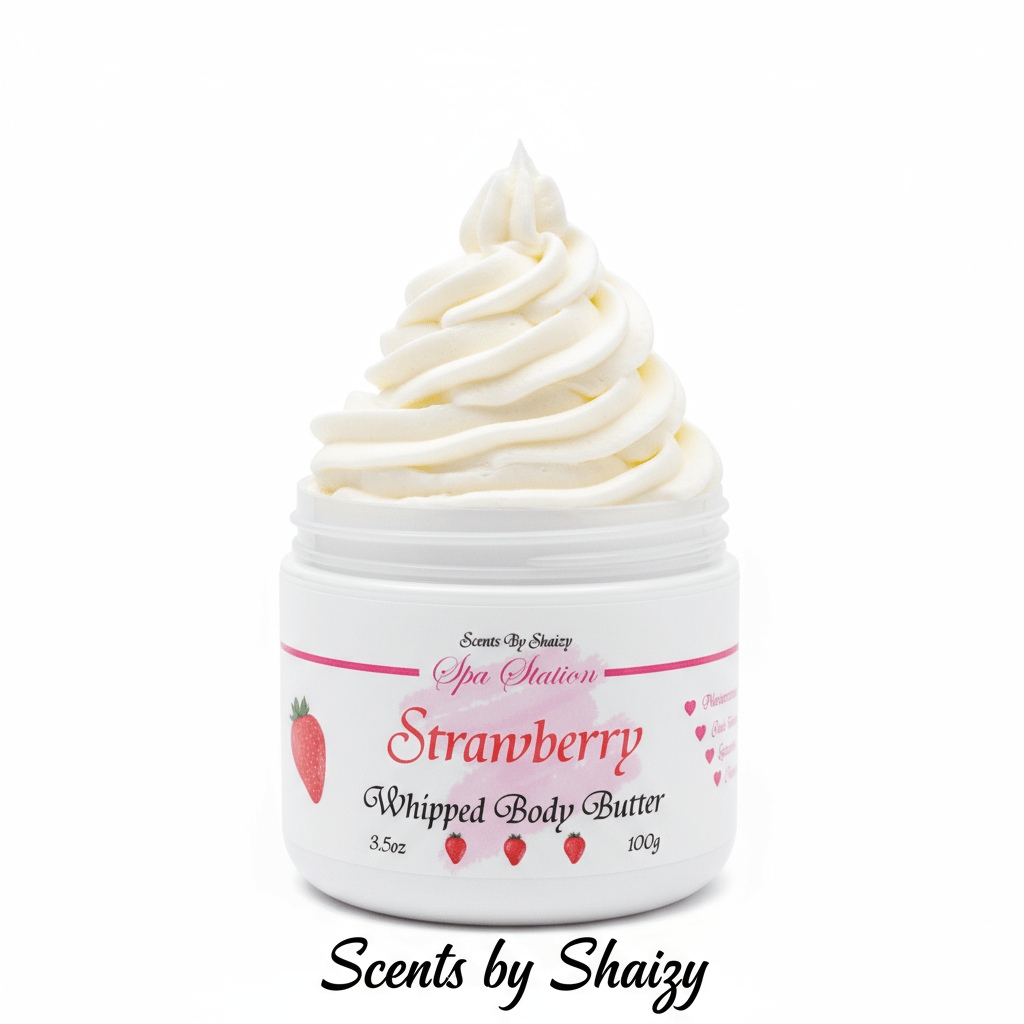 Strawberry Body Butter - Fresh Berry Whipped Shea Butter for Dry Skin - Scents By Shaizy