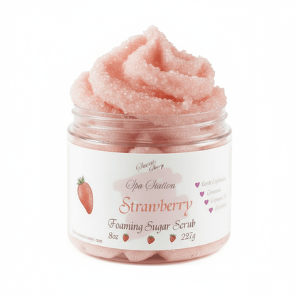 Strawberry Foaming Sugar Scrub 🍓 | 4 - in - 1 Body Scrub & Wash - Scents By Shaizy