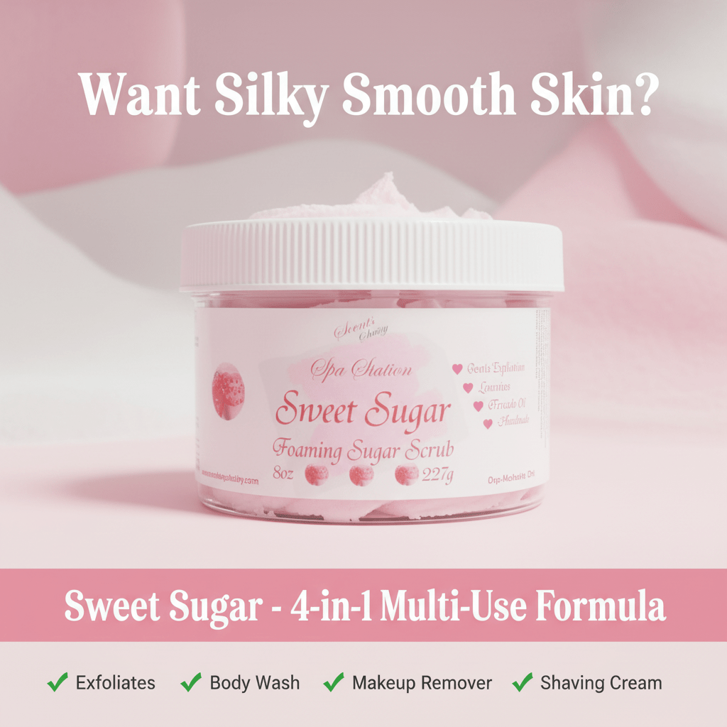 Sweet Sugar Foaming Body Scrub 🍓🍬 | 4 - in - 1 Body Scrub & Wash - Scents By Shaizy