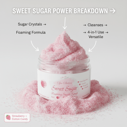 Sweet Sugar Foaming Body Scrub 🍓🍬 | 4 - in - 1 Body Scrub & Wash - Scents By Shaizy