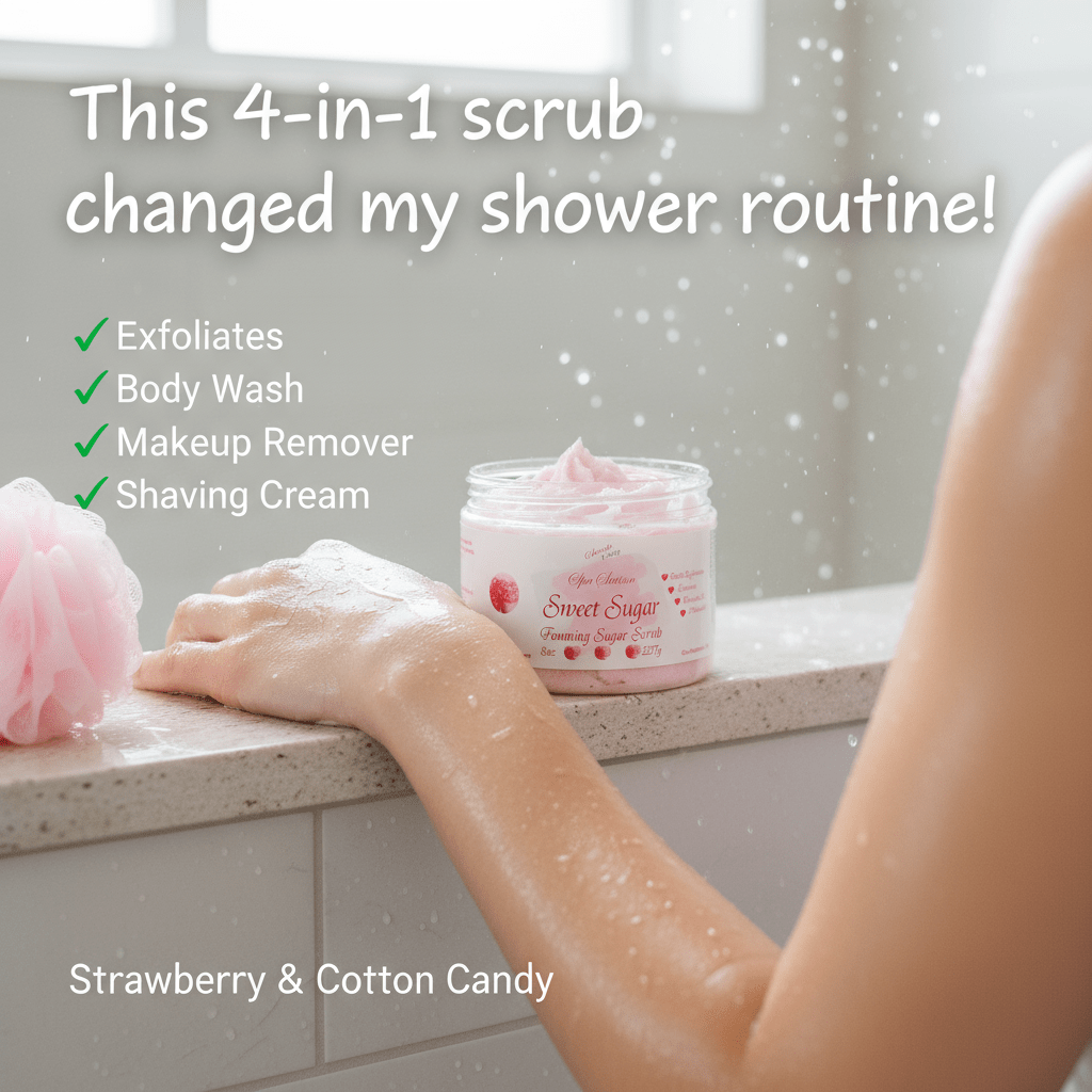 Sweet Sugar Foaming Body Scrub 🍓🍬 | 4 - in - 1 Body Scrub & Wash - Scents By Shaizy