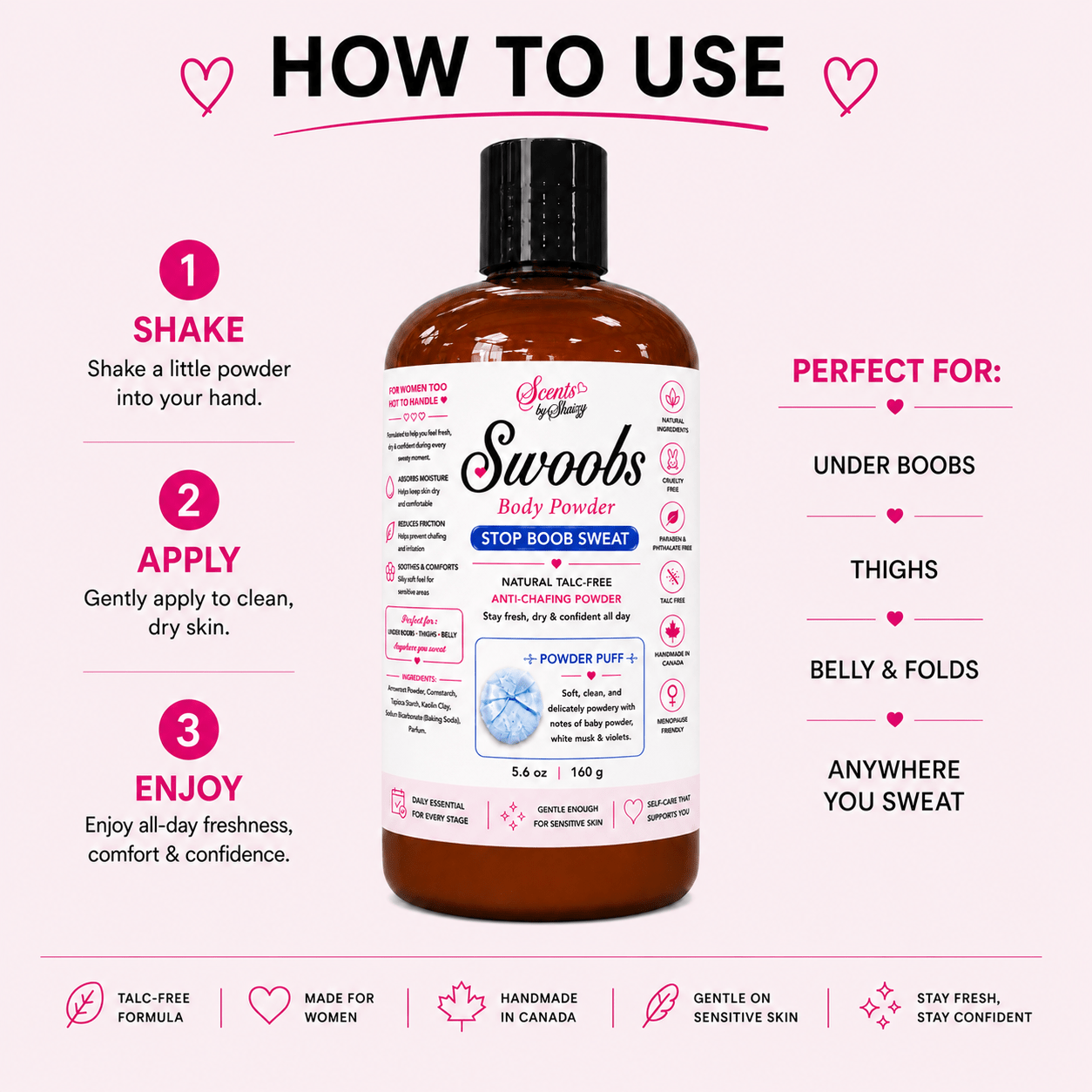Swoobs Natural Talc-Free Body Dusting Powder - Scents By Shaizy
