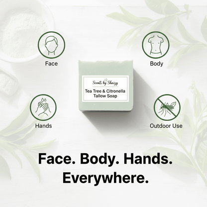 Tallow Bar Soap – Tea Tree & Citronella *available April 20 - Scents By Shaizy