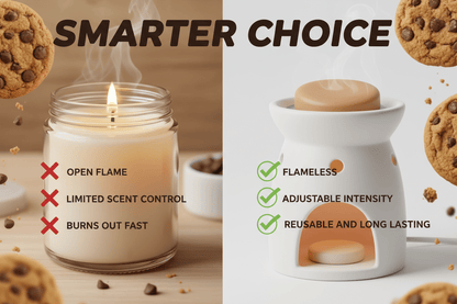 Why wax melts win - Cookie Crunch flameless fragrance benefits - safer than candles Canadian premium wax